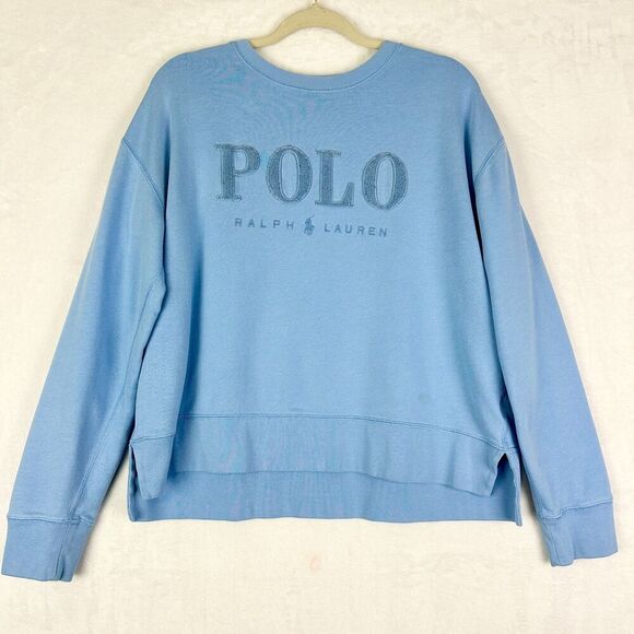 Polo Ralph Lauren Spellout Logo Crewneck Sweatshirt Size Large Preppy Old Money - Picture 1 of 9